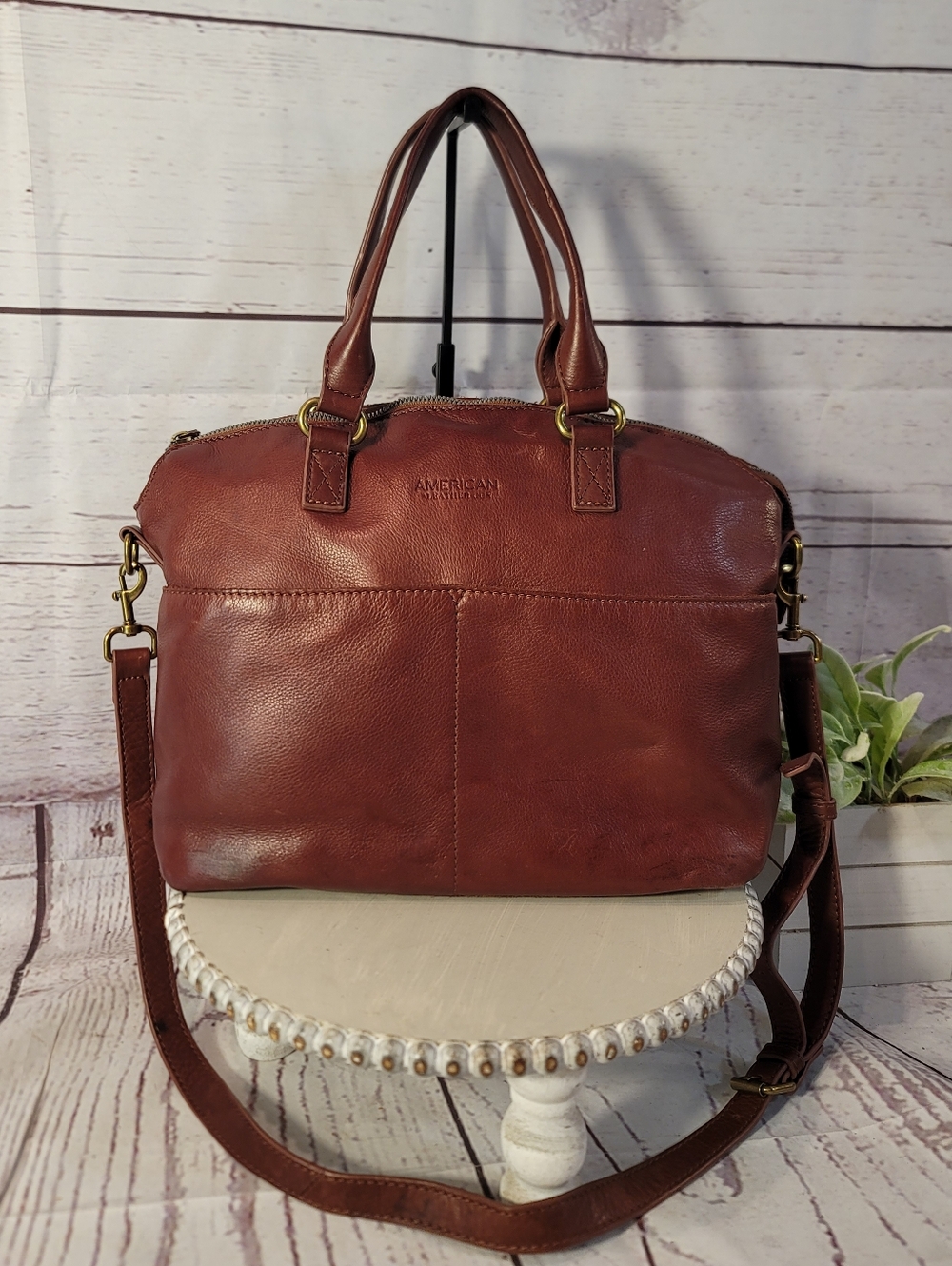 American Leather Co. Carrie Dome Satchel Crossbody Bag